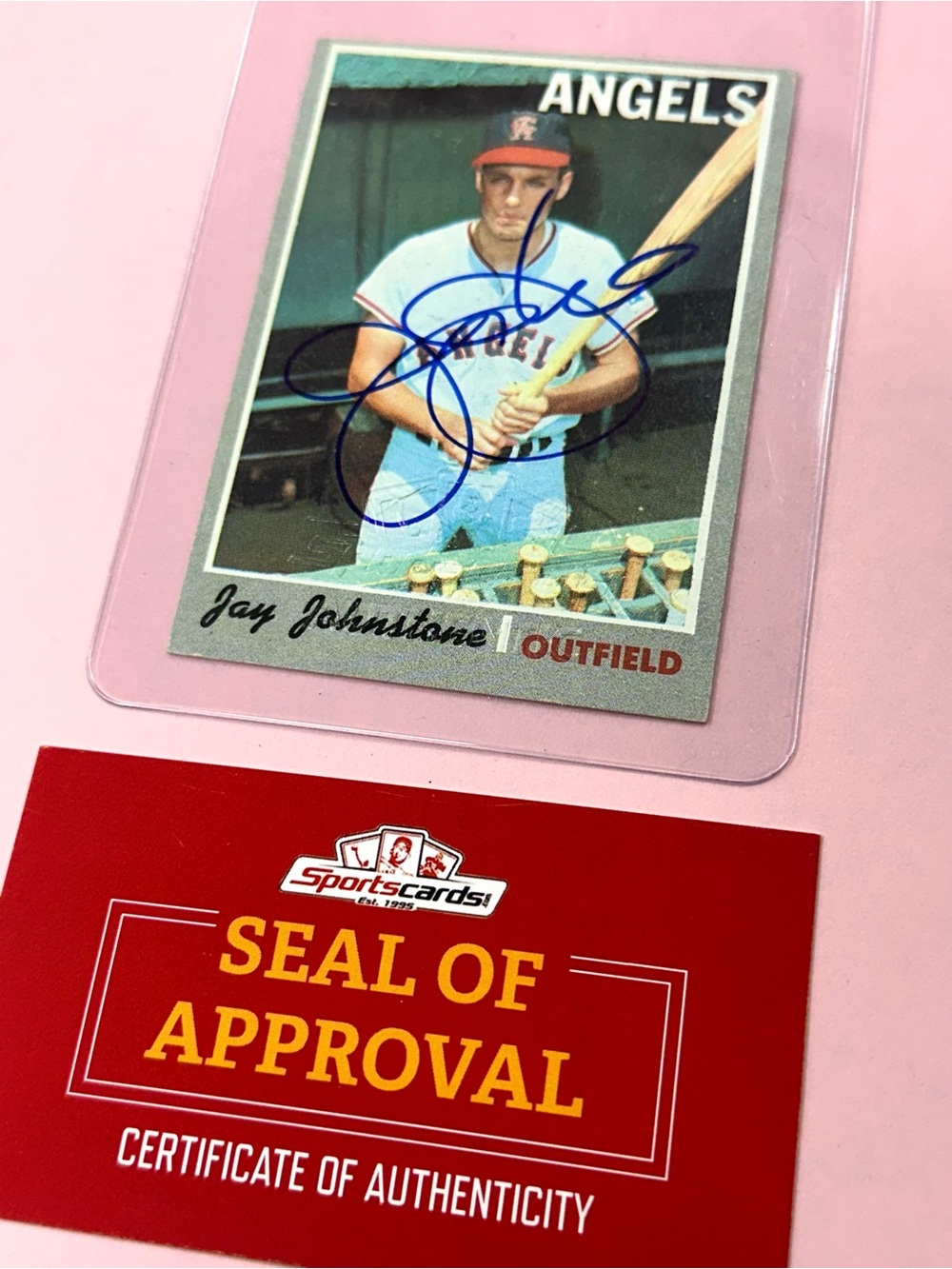 1970 Topps Jay Johnstone #485 Signed Auto Baseball Card w/ COA California Angels